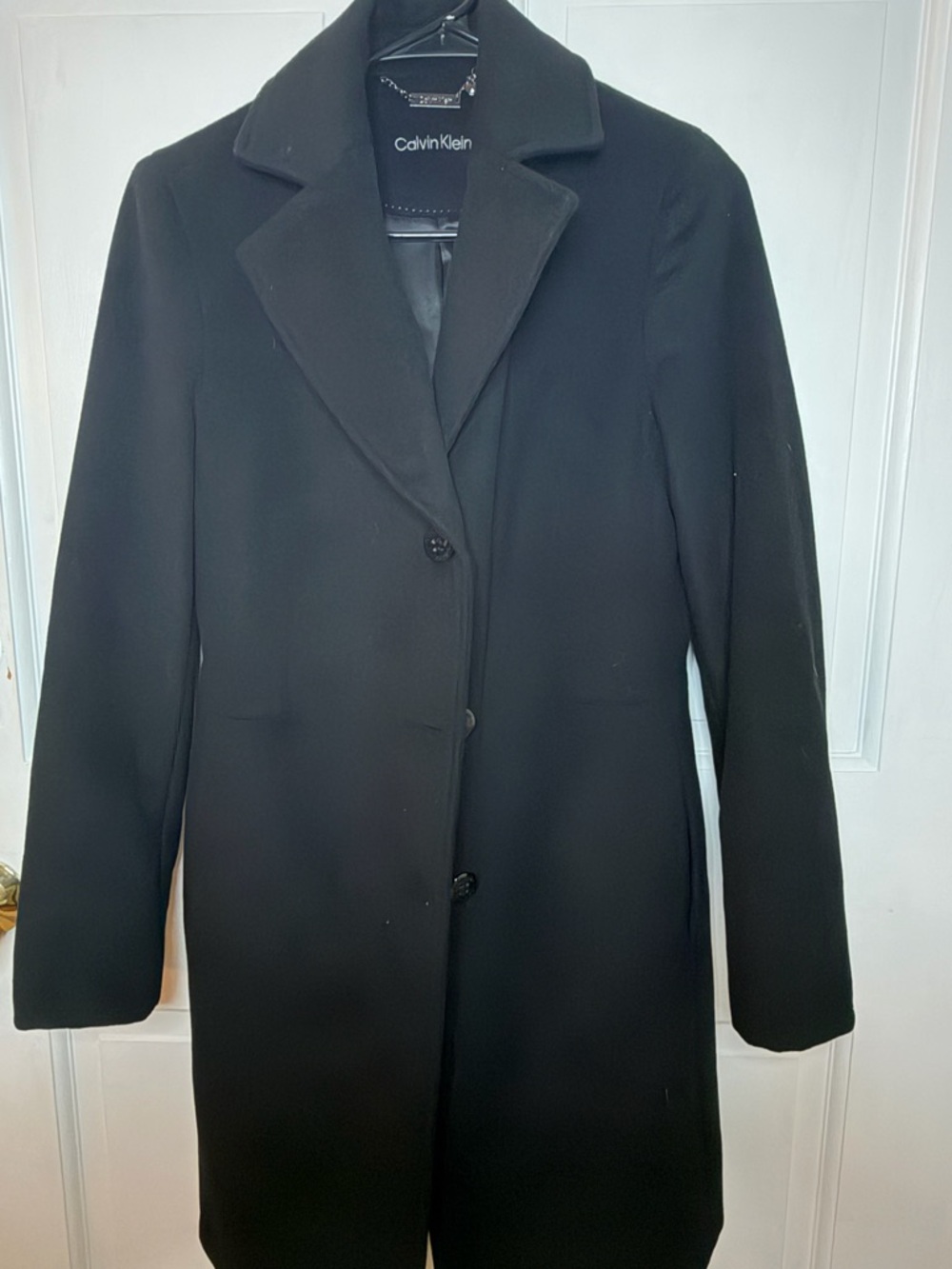 Calvin Klein Black Single-Breasted Wool and Cashmere-Blended Coat